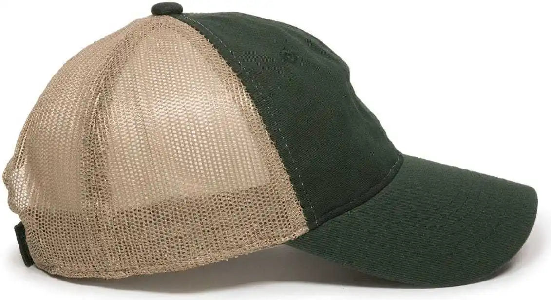 Oc Sports Fwt-130 Garment Wash Mesh Back Baseball Cap - Dark Green Tan - Forest / 6 7/8’’ - 7 1/2’’