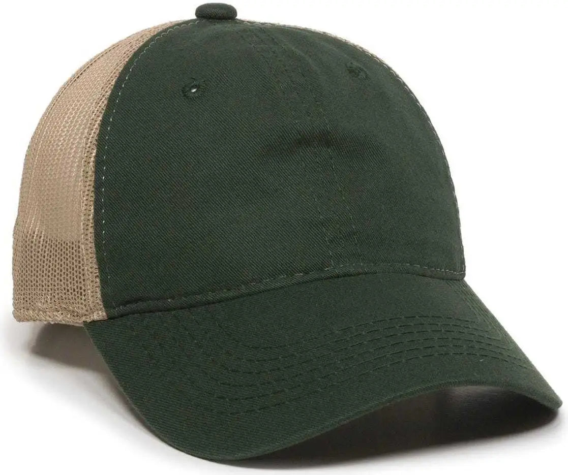 Oc Sports Fwt-130 Garment Wash Mesh Back Baseball Cap - Dark Green Tan - Forest / 6 7/8’’ - 7 1/2’’