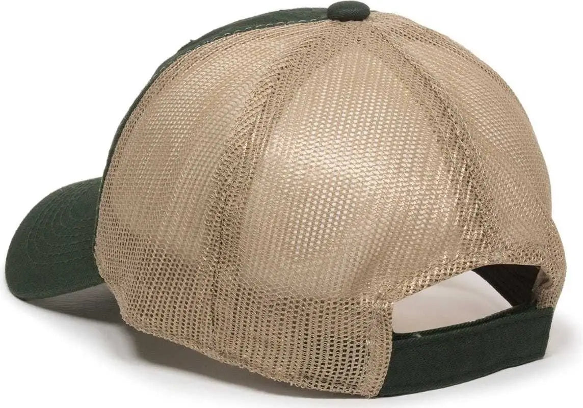 Oc Sports Fwt-130 Garment Wash Mesh Back Baseball Cap - Dark Green Tan - Forest / 6 7/8’’ - 7 1/2’’