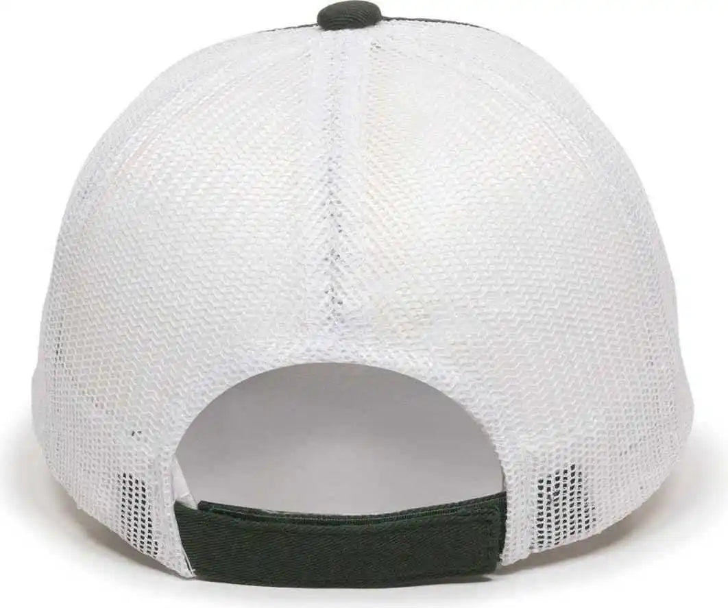 Oc Sports Fwt-130 Garment Wash Mesh Back Baseball Cap - Dark Green Wh