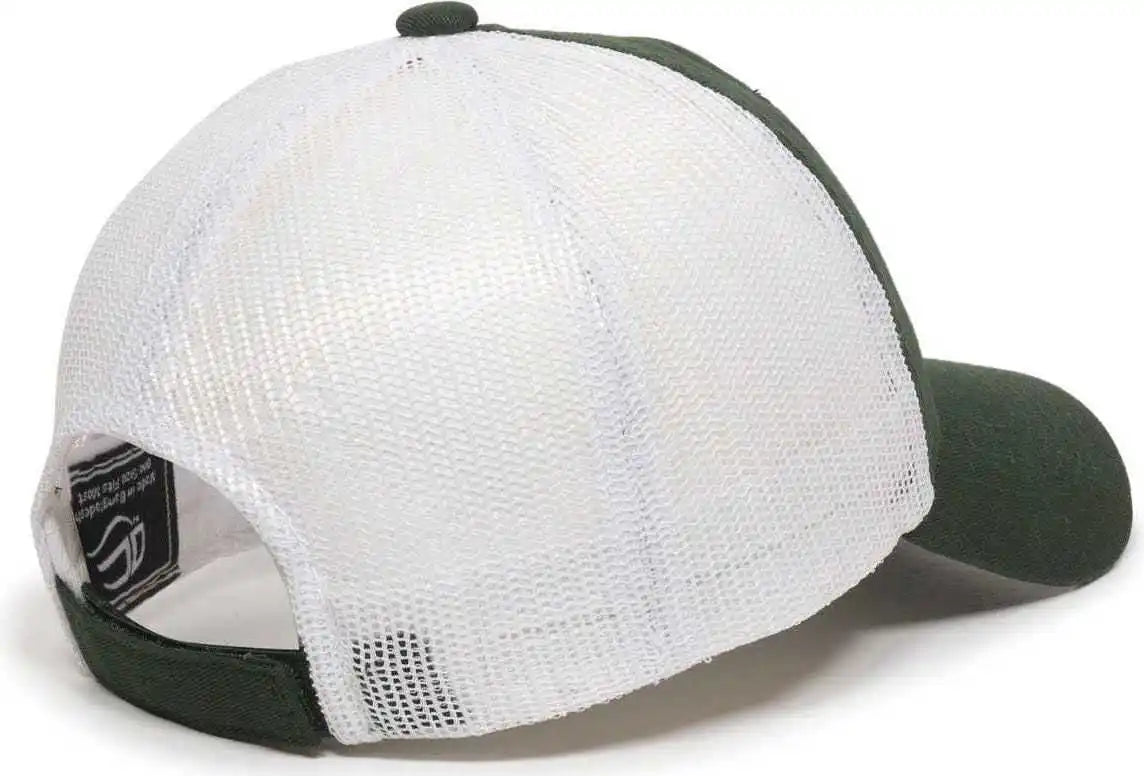 Oc Sports Fwt-130 Garment Wash Mesh Back Baseball Cap - Dark Green Wh