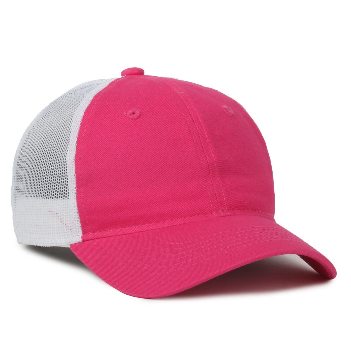 Oc Sports Fwt-130 Garment Wash Mesh Back Baseball Cap - Fuchsia White