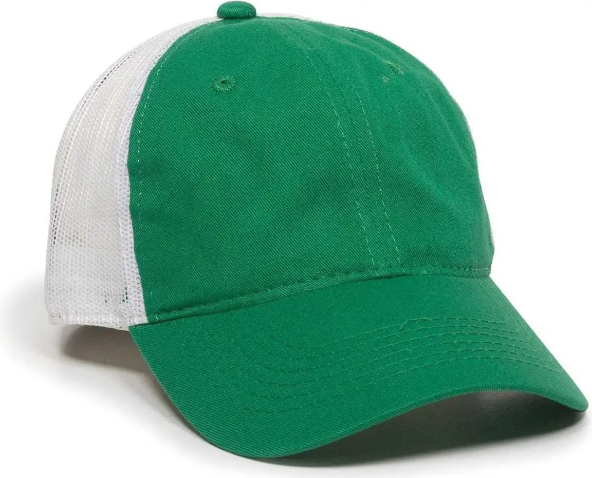 Oc Sports Fwt-130 Garment Wash Mesh Back Baseball Cap - Kelly White - 6 7/8’’ - 7 1/2’’