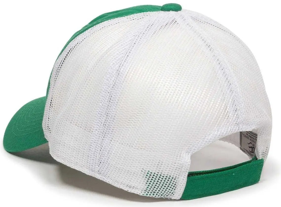 Oc Sports Fwt-130 Garment Wash Mesh Back Baseball Cap - Kelly White - 6 7/8’’ - 7 1/2’’