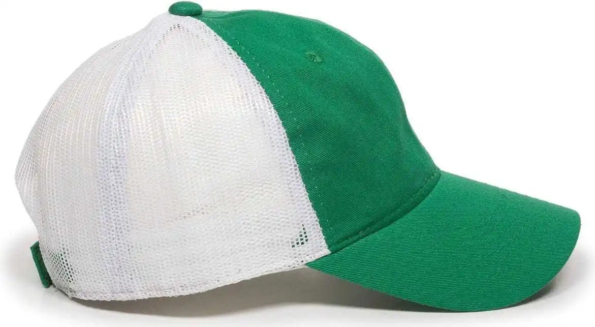 Oc Sports Fwt-130 Garment Wash Mesh Back Baseball Cap - Kelly White - 6 7/8’’ - 7 1/2’’