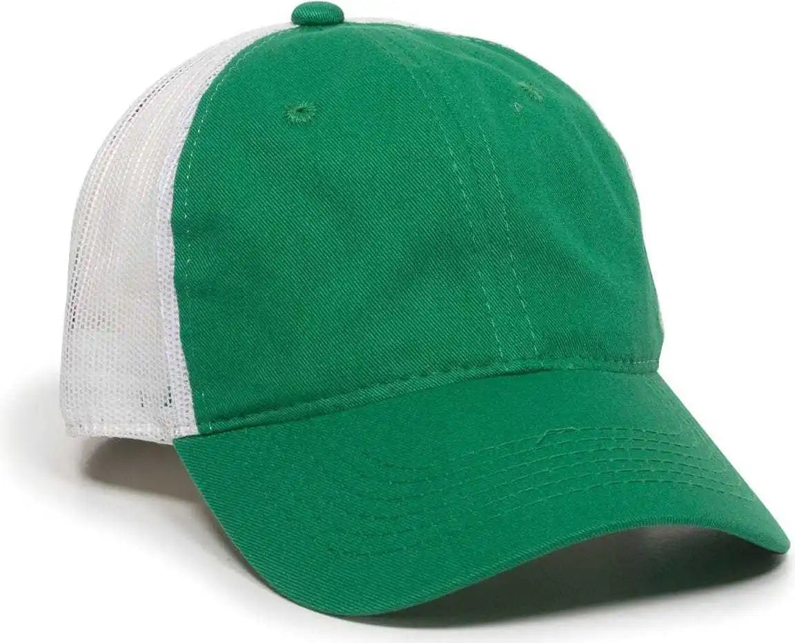 Oc Sports Fwt-130 Garment Wash Mesh Back Baseball Cap - Kelly White - 6 7/8’’ - 7 1/2’’