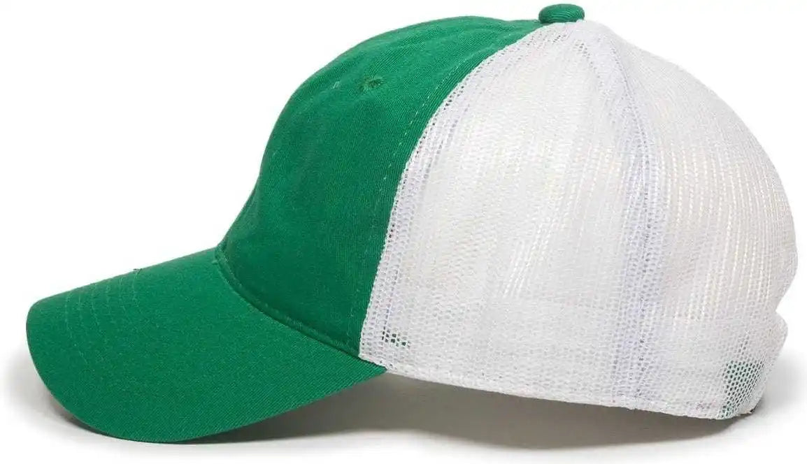 Oc Sports Fwt-130 Garment Wash Mesh Back Baseball Cap - Kelly White - 6 7/8’’ - 7 1/2’’