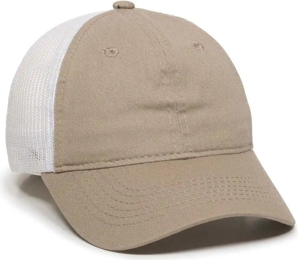 Oc Sports Fwt-130 Garment Wash Mesh Back Baseball Cap - Khaki White - 6 3/8’’ - 7’’