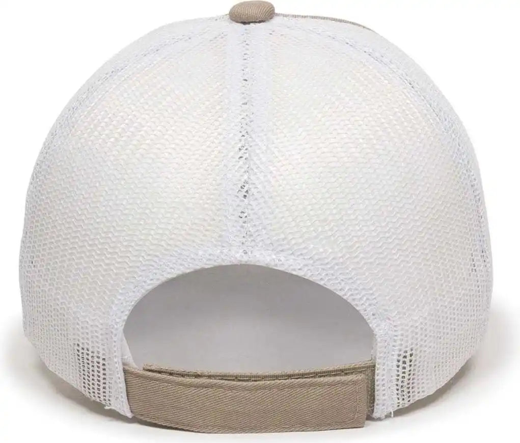 Oc Sports Fwt-130 Garment Wash Mesh Back Baseball Cap - Khaki White - 6 3/8’’ - 7’’