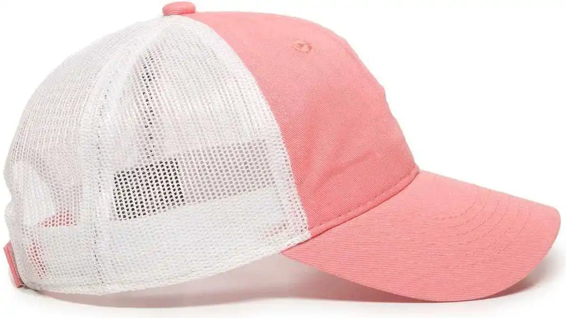Oc Sports Fwt-130 Garment Wash Mesh Back Baseball Cap - Melon White - Pink / 6 7/8’’ - 7 1/2’’