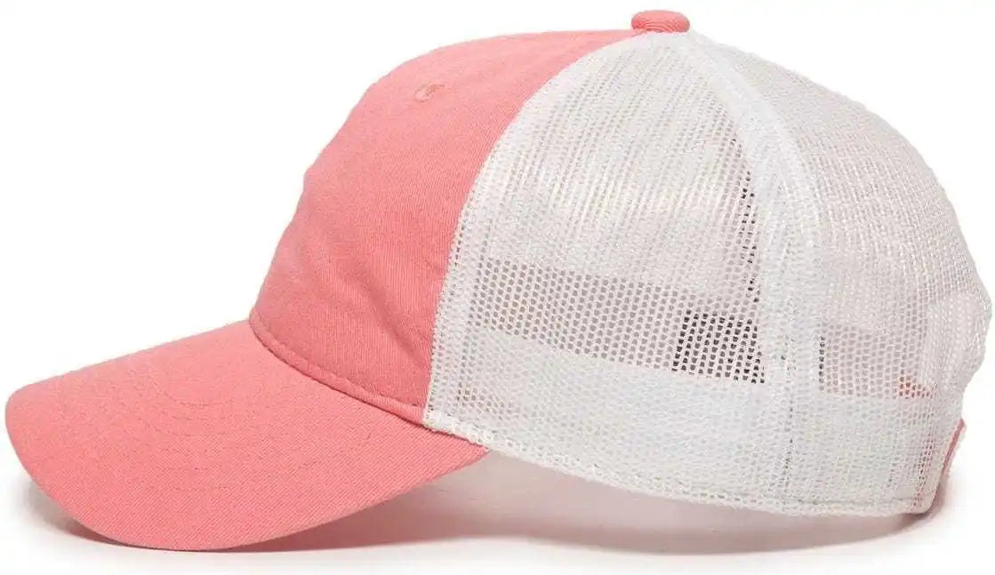 Oc Sports Fwt-130 Garment Wash Mesh Back Baseball Cap - Melon White - Pink / 6 7/8’’ - 7 1/2’’