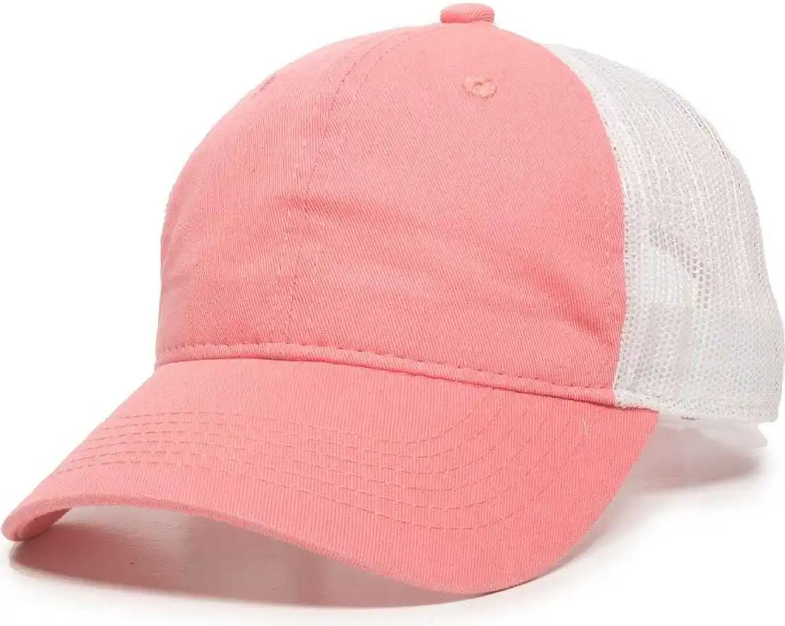 Oc Sports Fwt-130 Garment Wash Mesh Back Baseball Cap - Melon White - Pink / 6 7/8’’ - 7 1/2’’