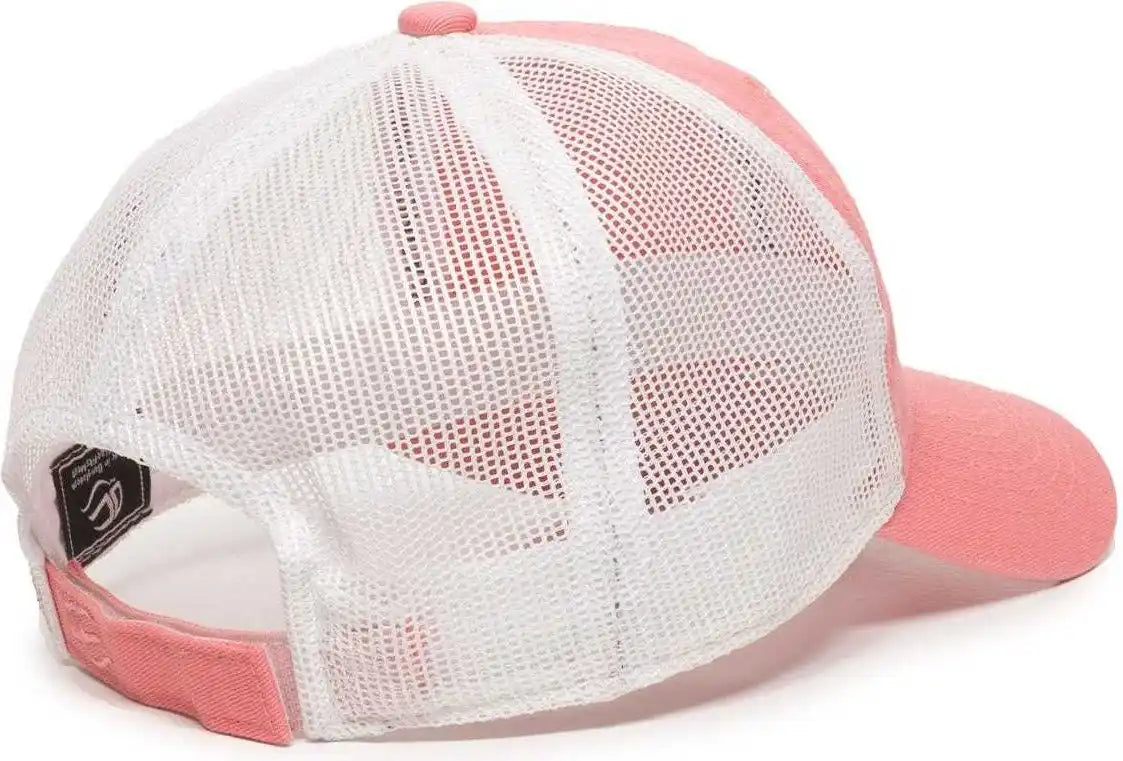 Oc Sports Fwt-130 Garment Wash Mesh Back Baseball Cap - Melon White - Pink / 6 7/8’’ - 7 1/2’’