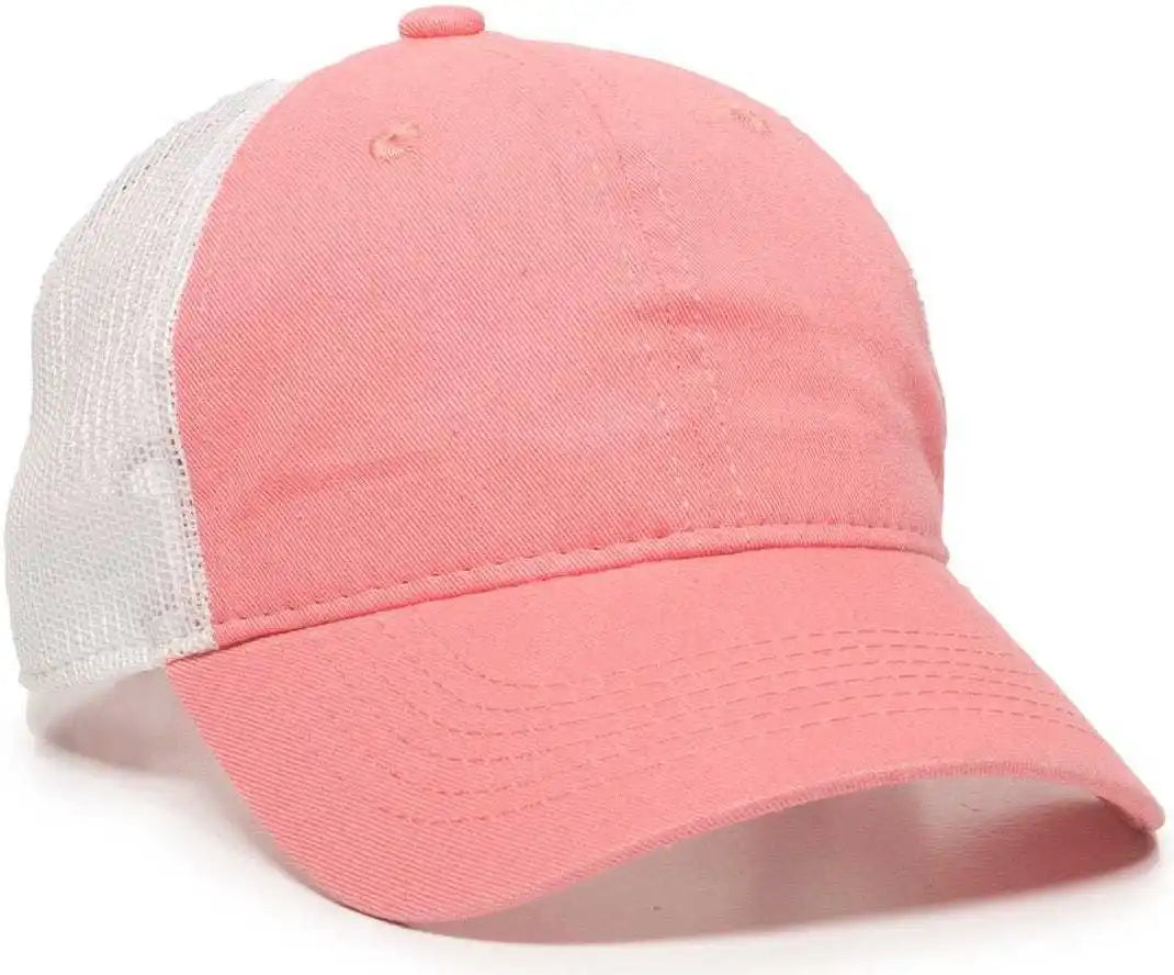 Oc Sports Fwt-130 Garment Wash Mesh Back Baseball Cap - Melon White - Pink / 6 7/8’’ - 7 1/2’’
