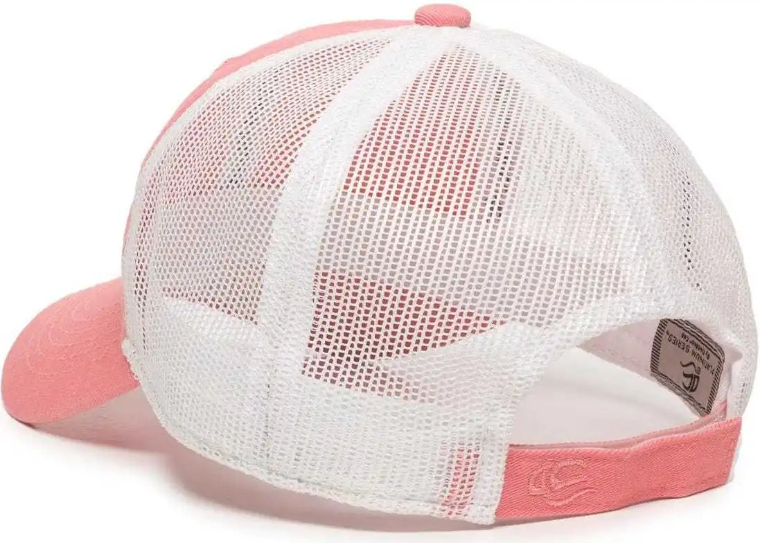 Oc Sports Fwt-130 Garment Wash Mesh Back Baseball Cap - Melon White - Pink / 6 7/8’’ - 7 1/2’’
