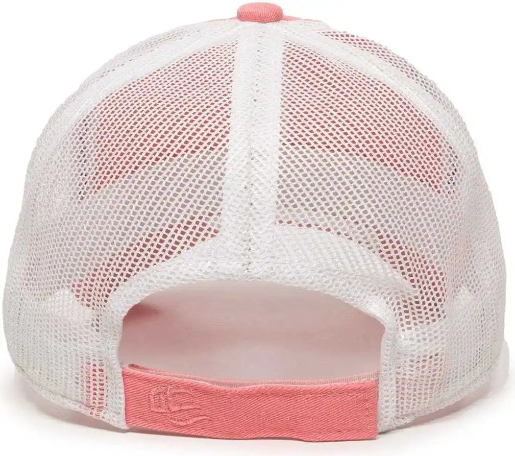 Oc Sports Fwt-130 Garment Wash Mesh Back Baseball Cap - Melon White - Pink / 6 7/8’’ - 7 1/2’’