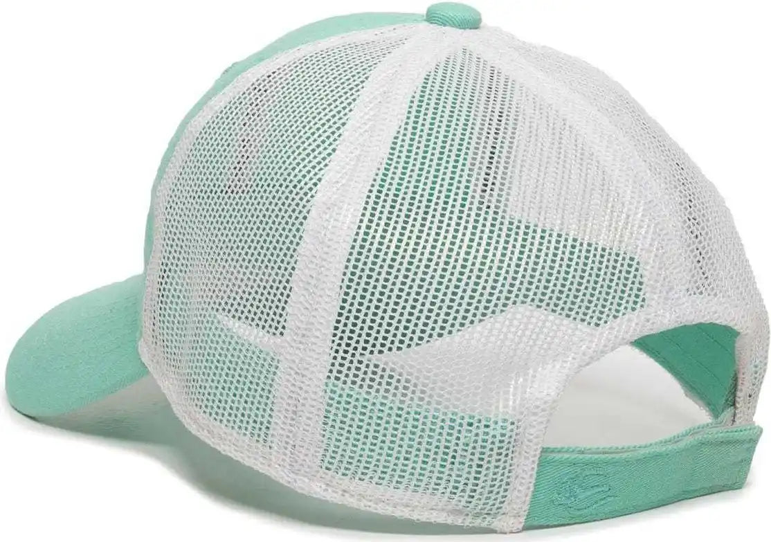 Oc Sports Fwt-130 Garment Wash Mesh Back Baseball Cap - Mint White - Green / 6 7/8’’ - 7 1/2’’