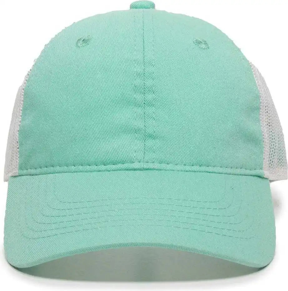 Oc Sports Fwt-130 Garment Wash Mesh Back Baseball Cap - Mint White - Green / 6 7/8’’ - 7 1/2’’