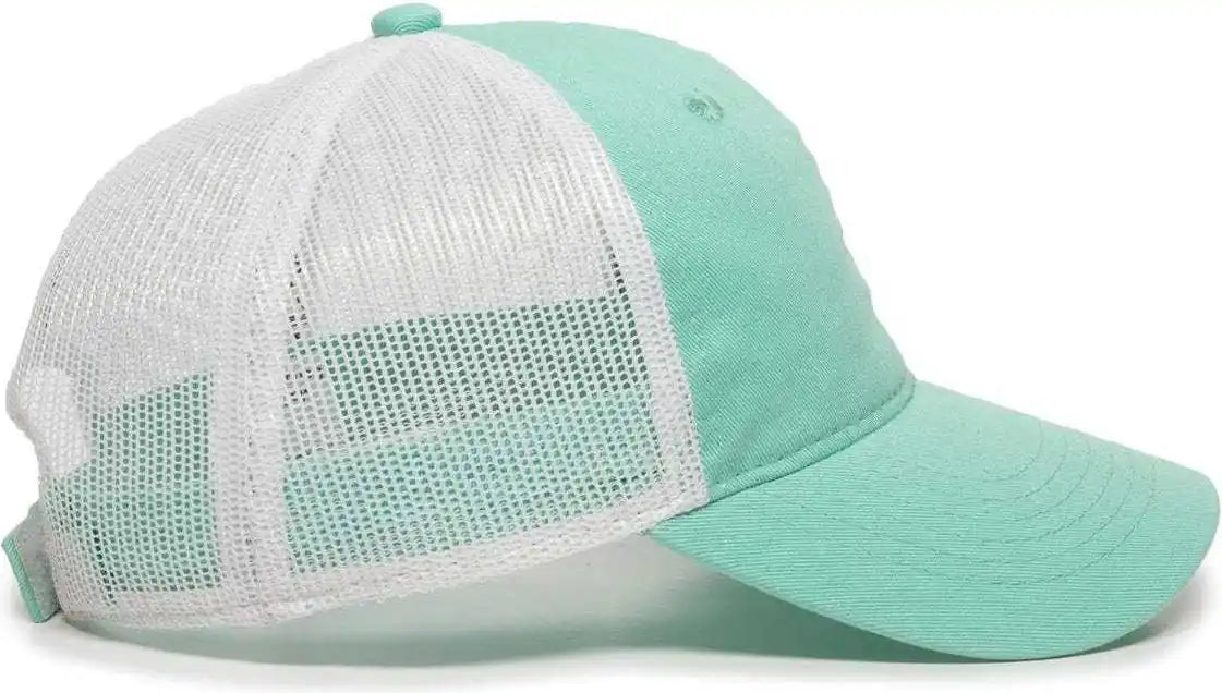 Oc Sports Fwt-130 Garment Wash Mesh Back Baseball Cap - Mint White - Green / 6 7/8’’ - 7 1/2’’