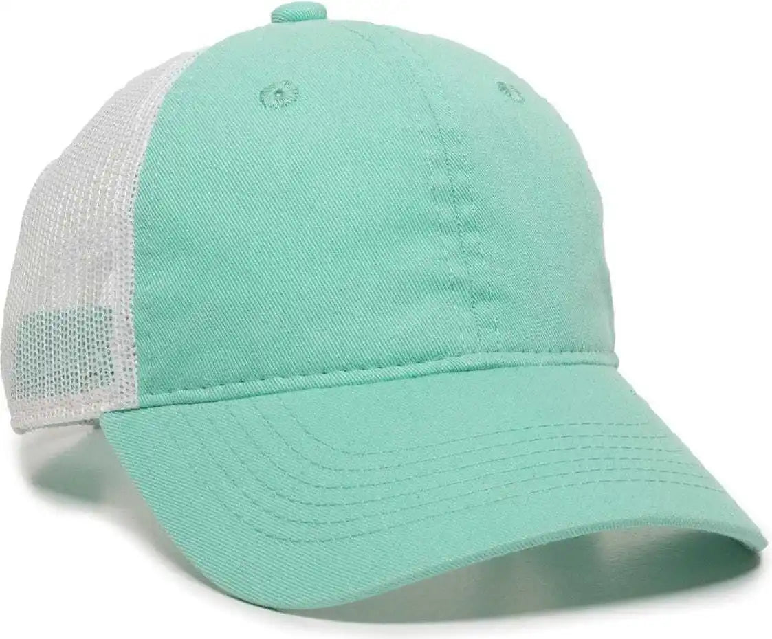 Oc Sports Fwt-130 Garment Wash Mesh Back Baseball Cap - Mint White - Green / 6 7/8’’ - 7 1/2’’