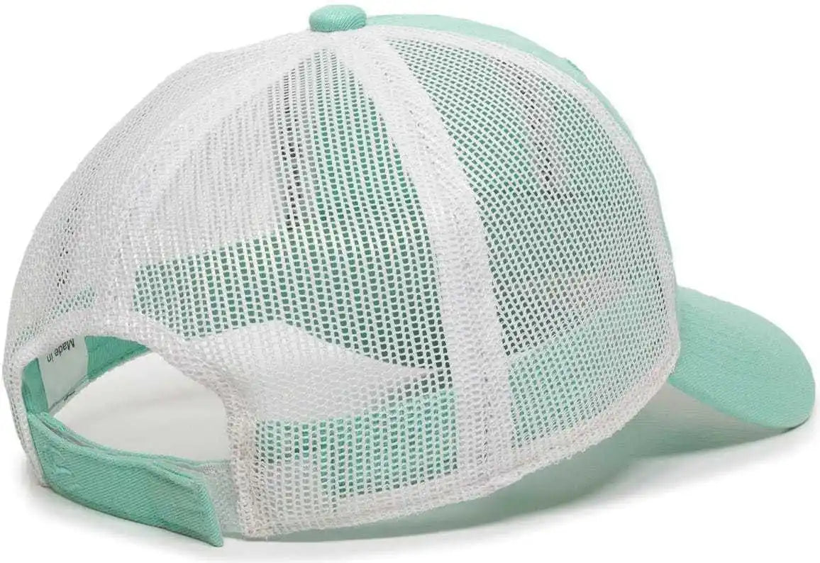 Oc Sports Fwt-130 Garment Wash Mesh Back Baseball Cap - Mint White - Green / 6 7/8’’ - 7 1/2’’