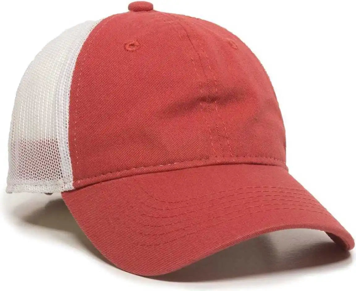 Oc Sports Fwt-130 Garment Wash Mesh Back Baseball Cap - Nantucket Red White - 6 7/8’’ - 7 1/2’’