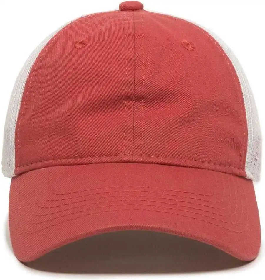 Oc Sports Fwt-130 Garment Wash Mesh Back Baseball Cap - Nantucket Red White - 6 7/8’’ - 7 1/2’’