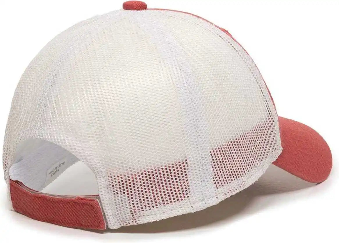 Oc Sports Fwt-130 Garment Wash Mesh Back Baseball Cap - Nantucket Red White - 6 7/8’’ - 7 1/2’’