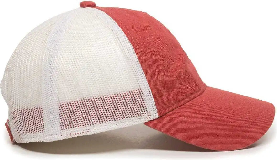 Oc Sports Fwt-130 Garment Wash Mesh Back Baseball Cap - Nantucket Red White - 6 7/8’’ - 7 1/2’’