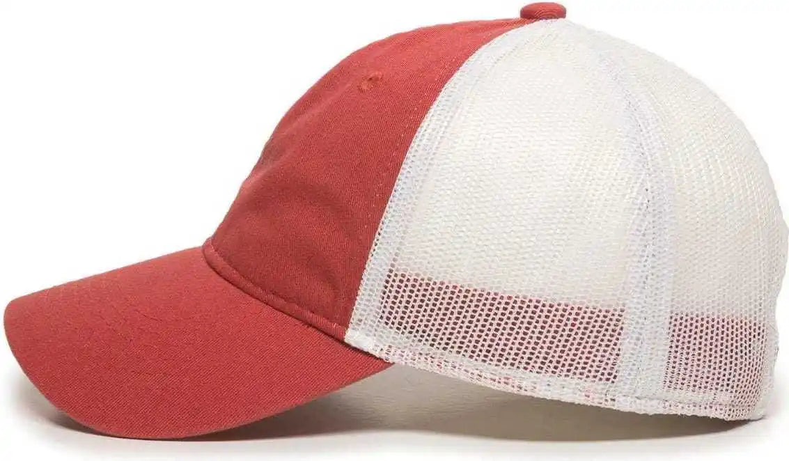 Oc Sports Fwt-130 Garment Wash Mesh Back Baseball Cap - Nantucket Red White - 6 7/8’’ - 7 1/2’’