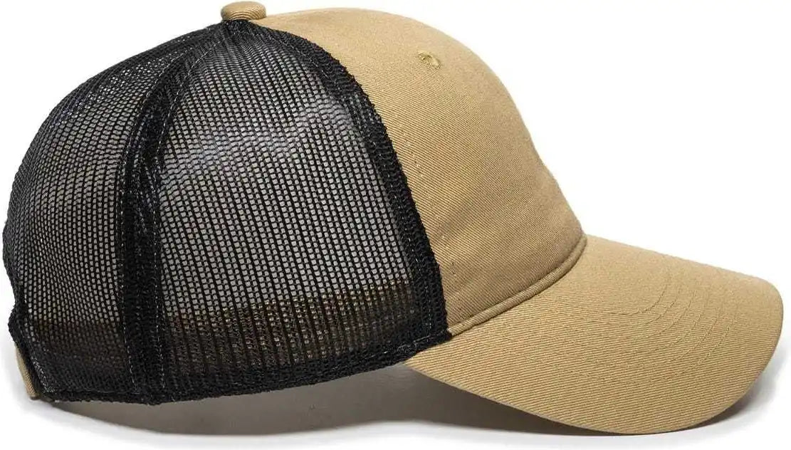 Oc Sports Fwt-130 Garment Wash Mesh Back Baseball Cap - Old Gold Black - 6 7/8’’ - 7 1/2’’