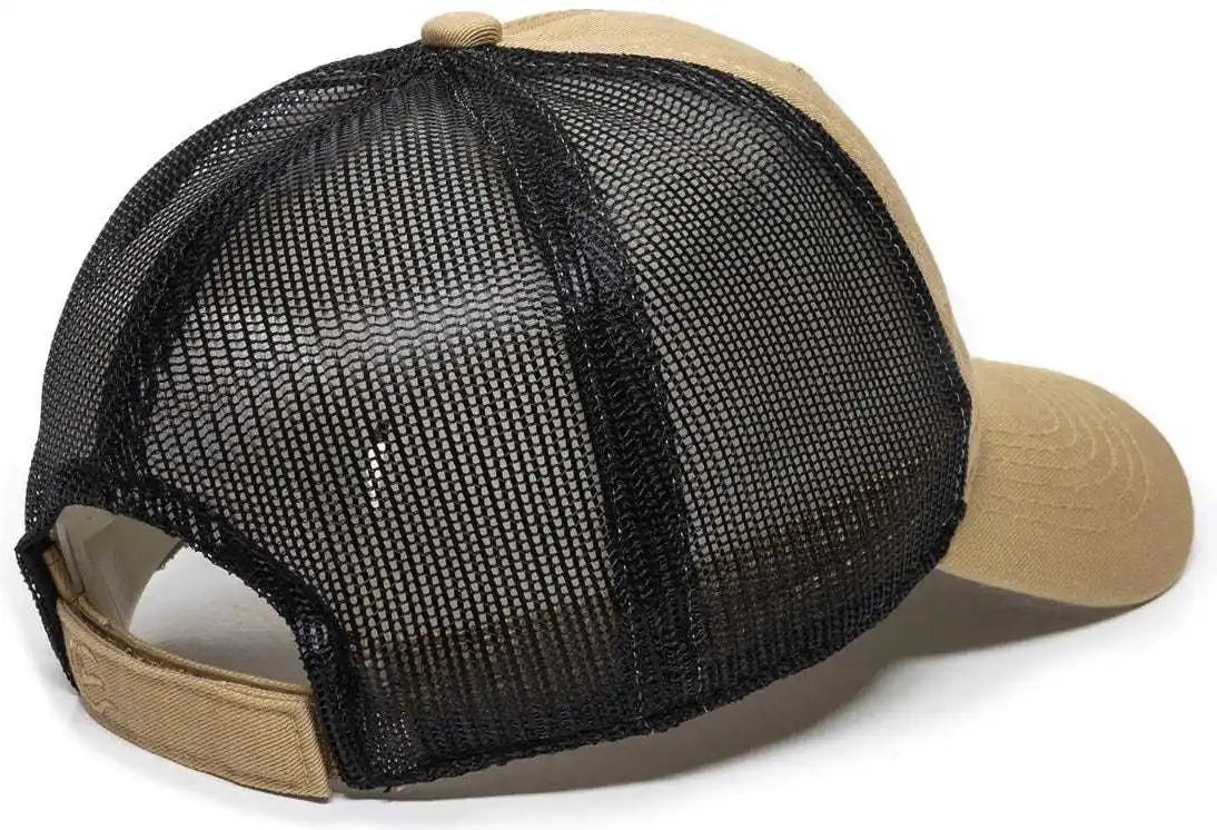 Oc Sports Fwt-130 Garment Wash Mesh Back Baseball Cap - Old Gold Black - 6 7/8’’ - 7 1/2’’