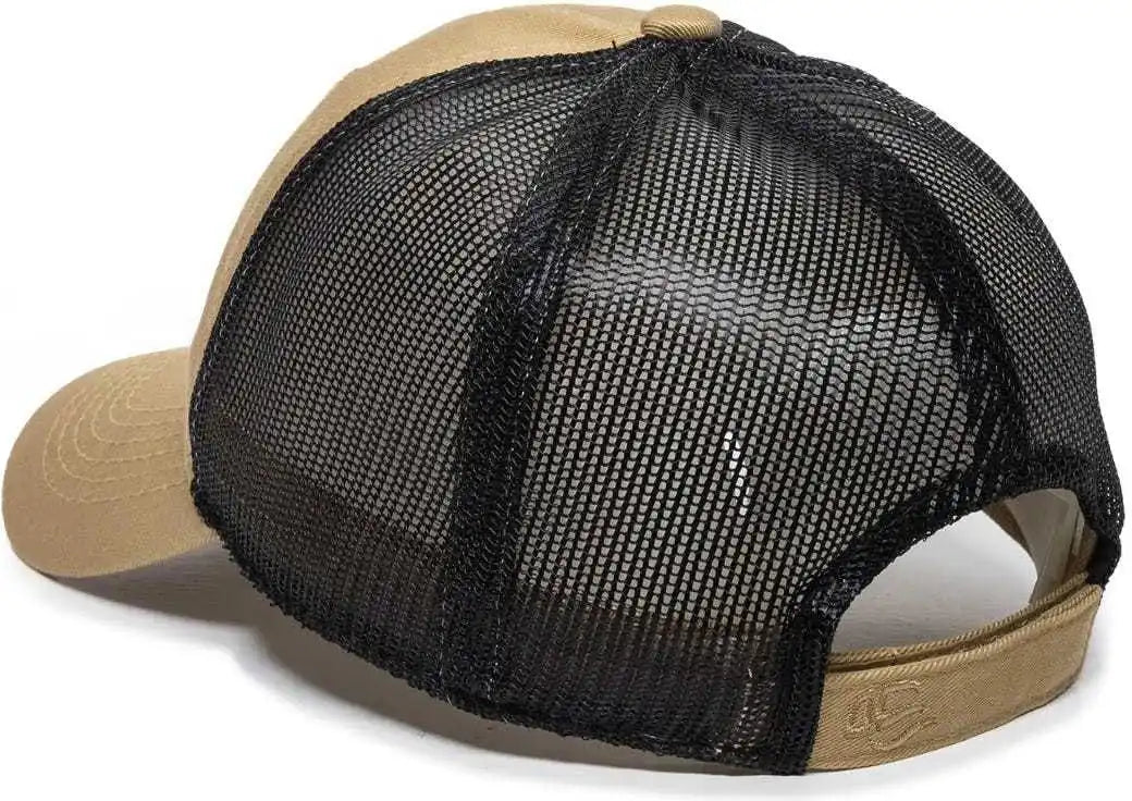 Oc Sports Fwt-130 Garment Wash Mesh Back Baseball Cap - Old Gold Black - 6 7/8’’ - 7 1/2’’