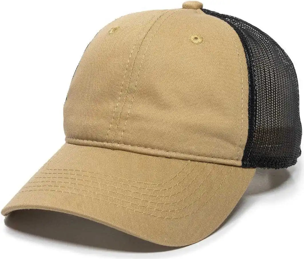 Oc Sports Fwt-130 Garment Wash Mesh Back Baseball Cap - Old Gold Black - 6 7/8’’ - 7 1/2’’