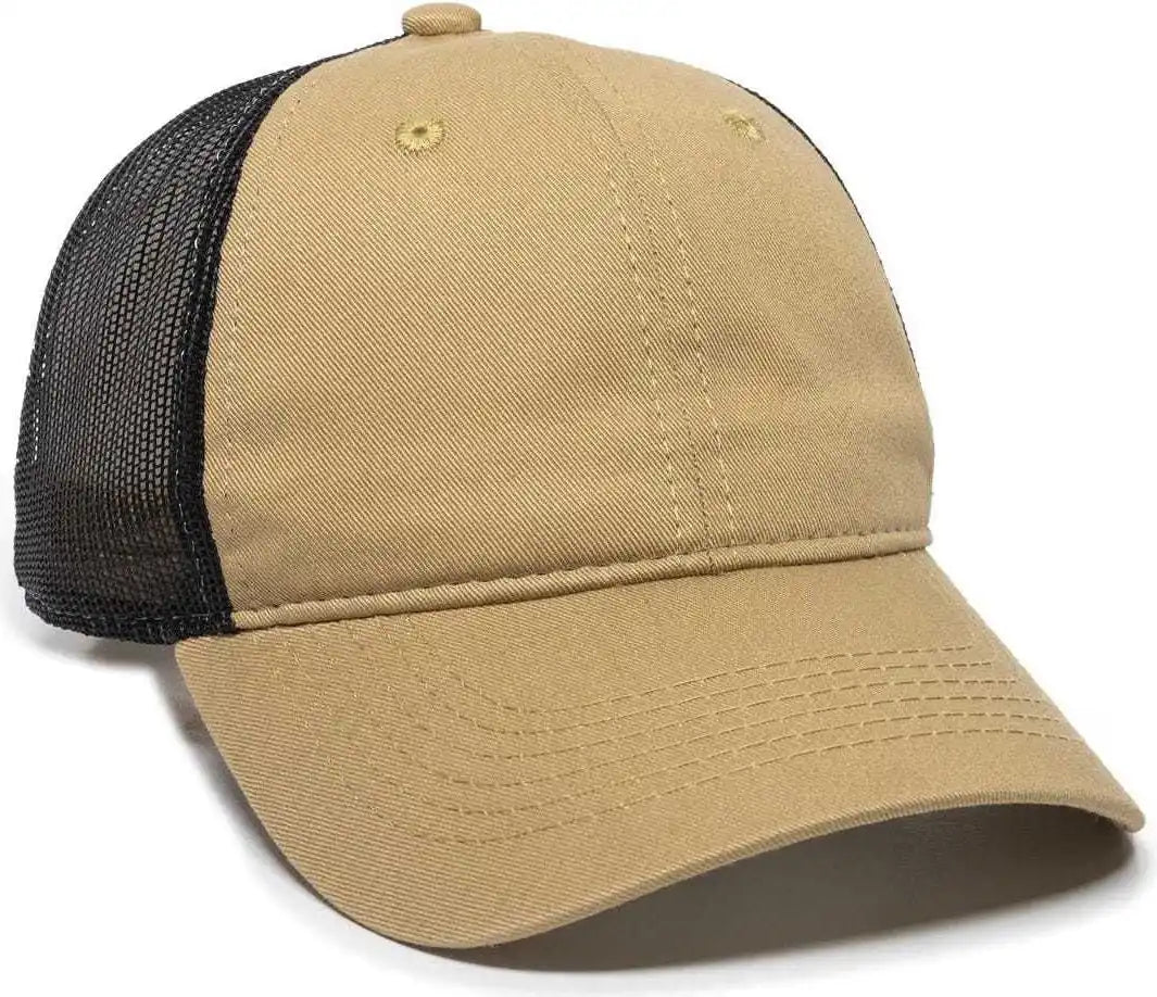 Oc Sports Fwt-130 Garment Wash Mesh Back Baseball Cap - Old Gold Black - 6 7/8’’ - 7 1/2’’