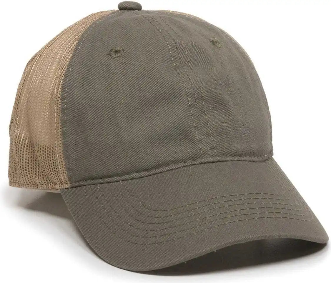 Oc Sports Fwt-130 Garment Wash Mesh Back Baseball Cap - Olive Tan - 6 7/8’’ - 7 1/2’’