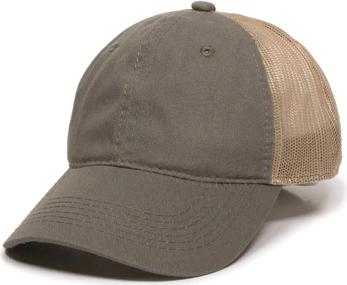 Oc Sports Fwt-130 Garment Wash Mesh Back Baseball Cap - Olive Tan - 6 7/8’’ - 7 1/2’’