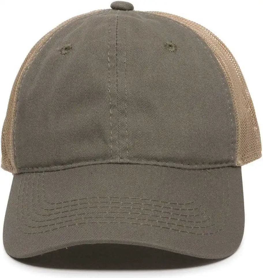 Oc Sports Fwt-130 Garment Wash Mesh Back Baseball Cap - Olive Tan - 6 7/8’’ - 7 1/2’’