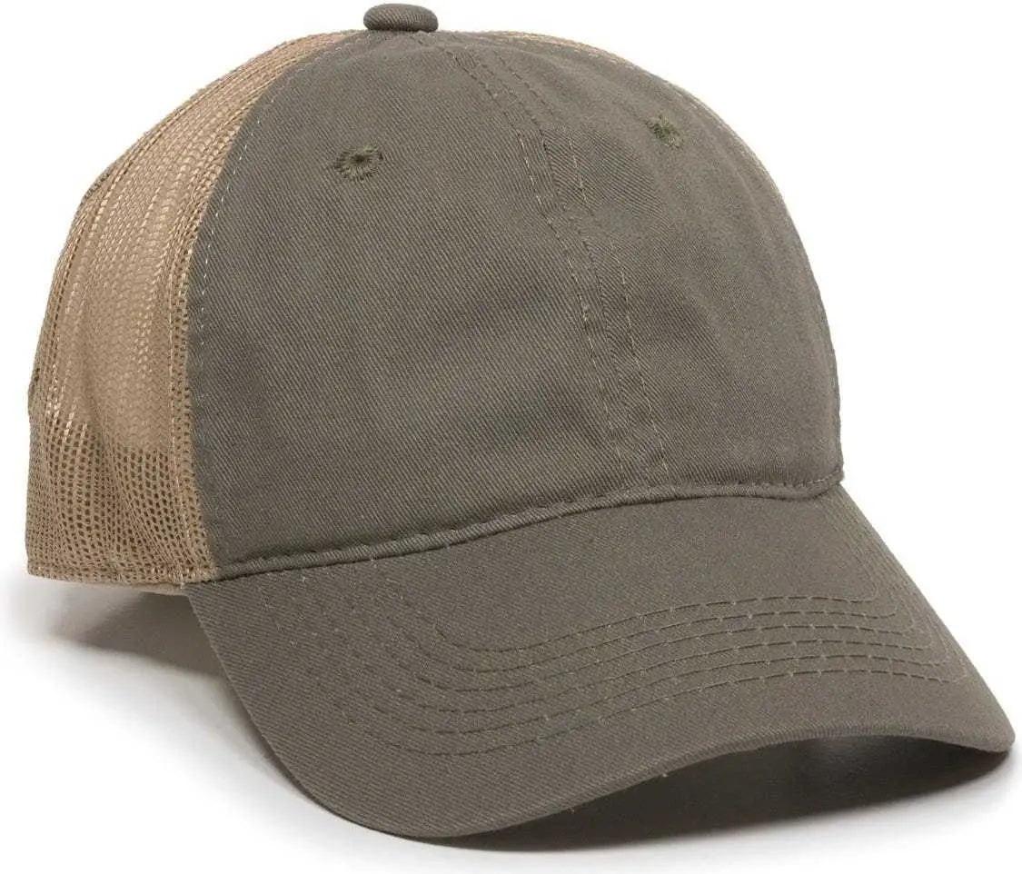 Oc Sports Fwt-130 Garment Wash Mesh Back Baseball Cap - Olive Tan