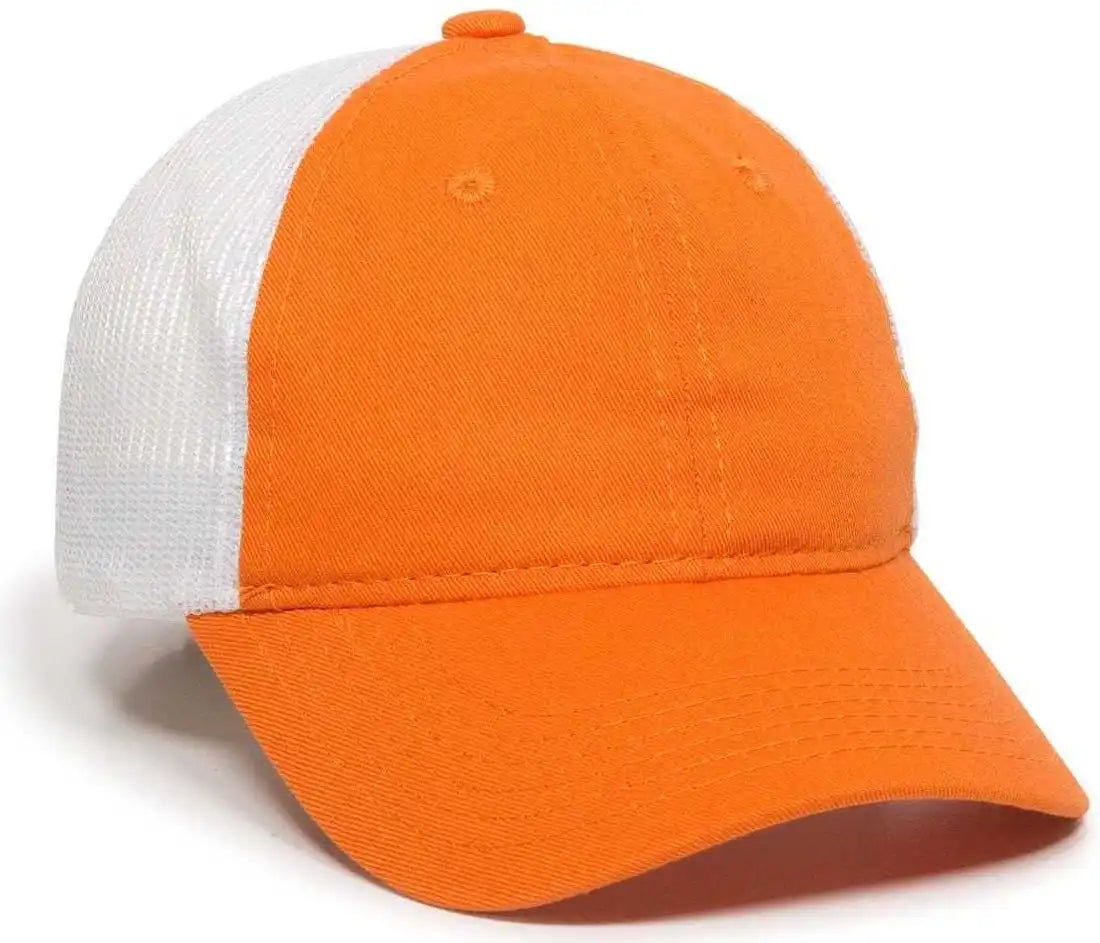 Oc Sports Fwt-130 Garment Wash Mesh Back Baseball Cap - Orange White - 6 3/8’’ - 7’’