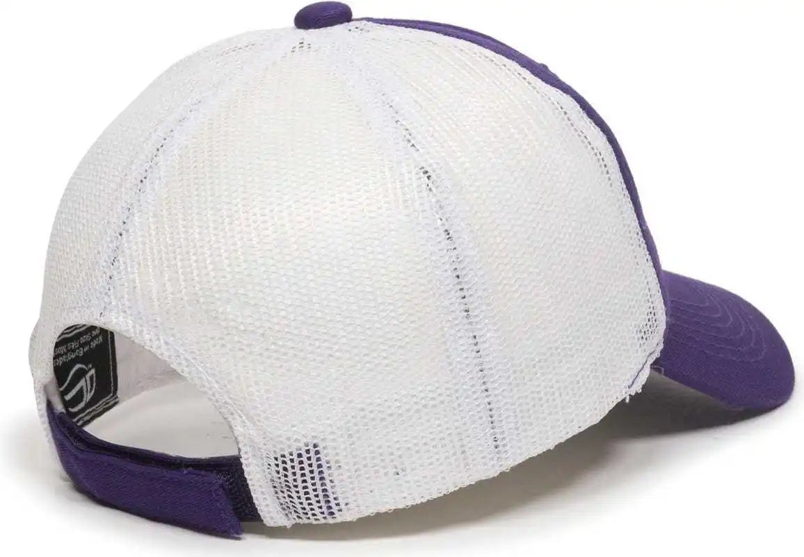 Oc Sports Fwt-130 Garment Wash Mesh Back Baseball Cap - Purple White