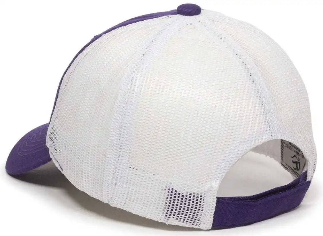 Oc Sports Fwt-130 Garment Wash Mesh Back Baseball Cap - Purple White