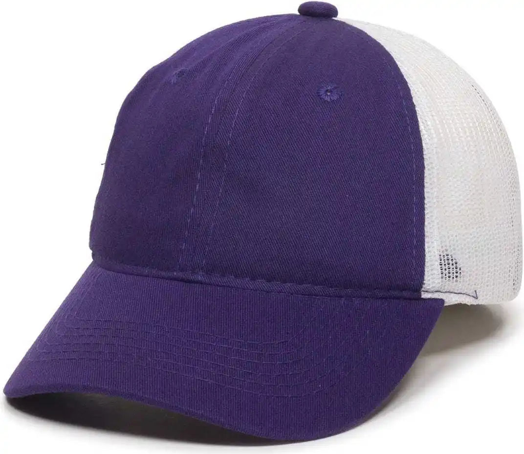 Oc Sports Fwt-130 Garment Wash Mesh Back Baseball Cap - Purple White