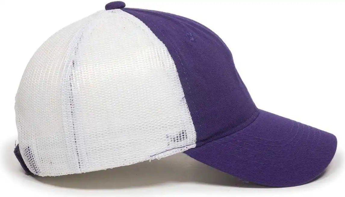 Oc Sports Fwt-130 Garment Wash Mesh Back Baseball Cap - Purple White