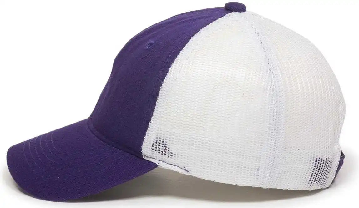 Oc Sports Fwt-130 Garment Wash Mesh Back Baseball Cap - Purple White