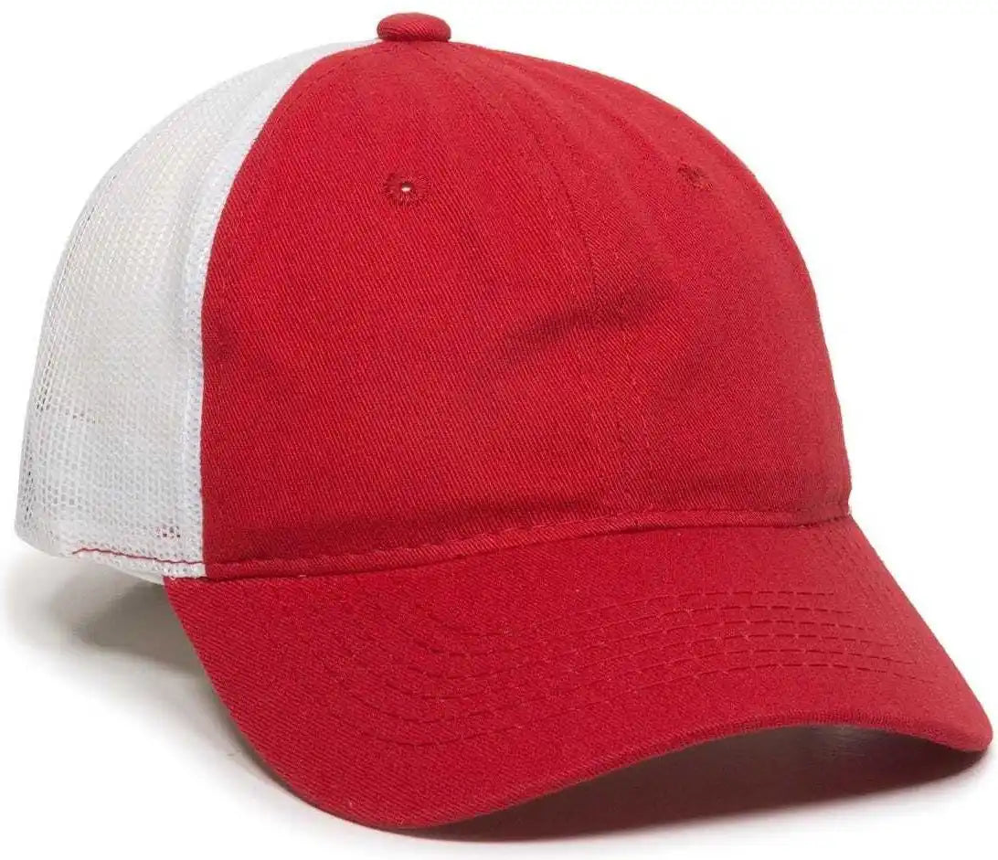 Oc Sports Fwt-130 Garment Wash Mesh Back Baseball Cap - Red White - 6 3/8’’ - 7’’