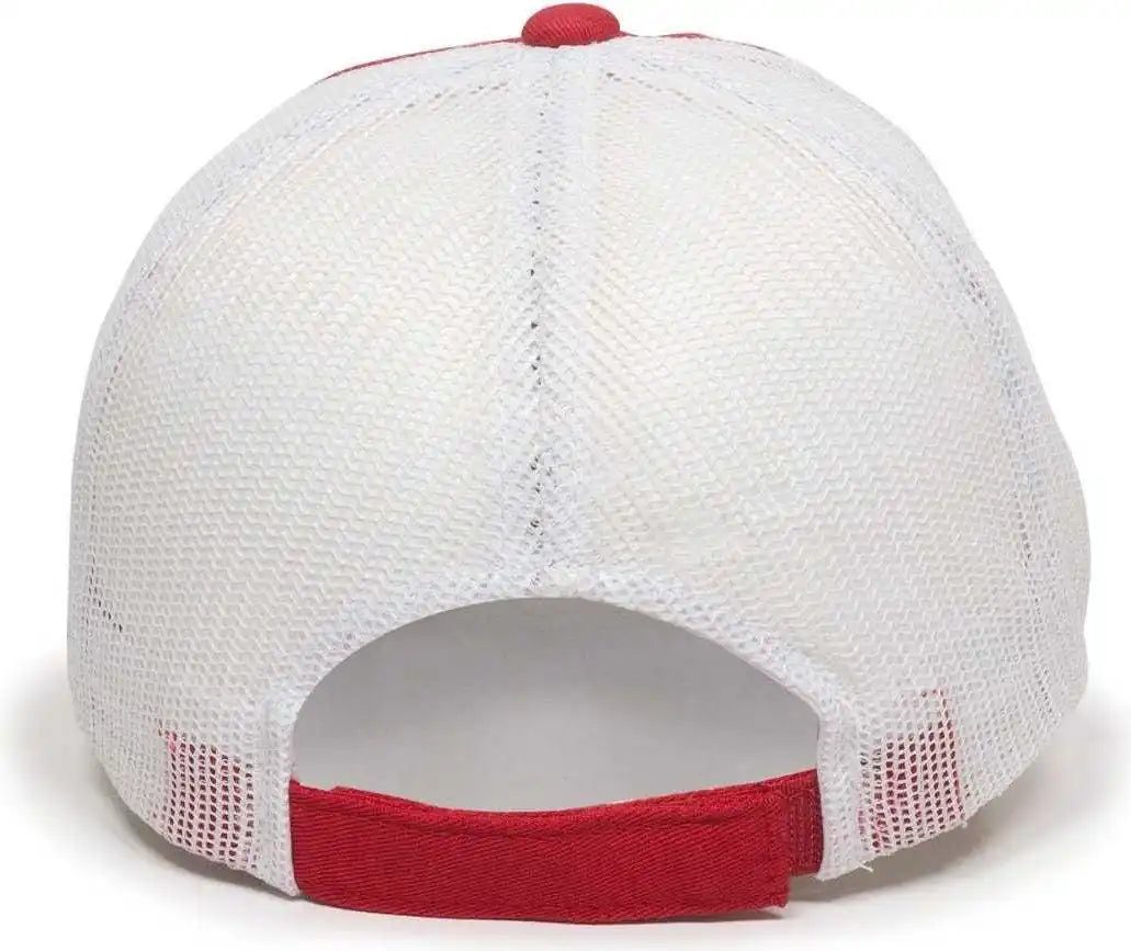 Oc Sports Fwt-130 Garment Wash Mesh Back Baseball Cap - Red White