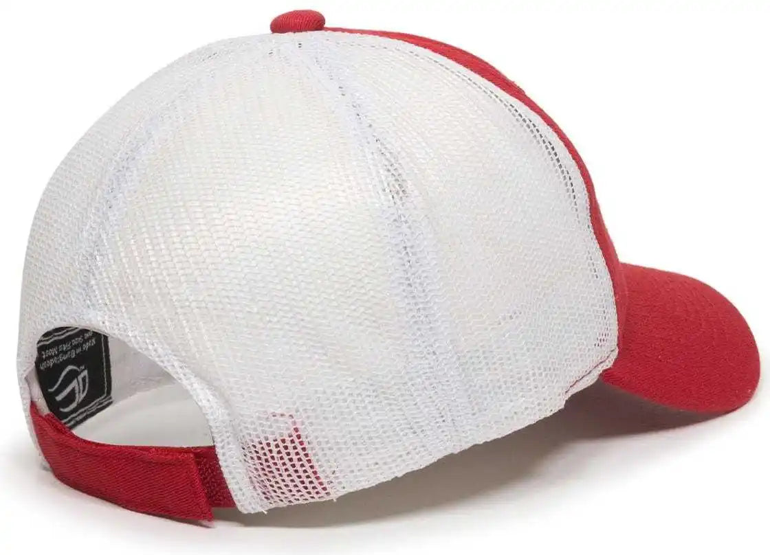 Oc Sports Fwt-130 Garment Wash Mesh Back Baseball Cap - Red White