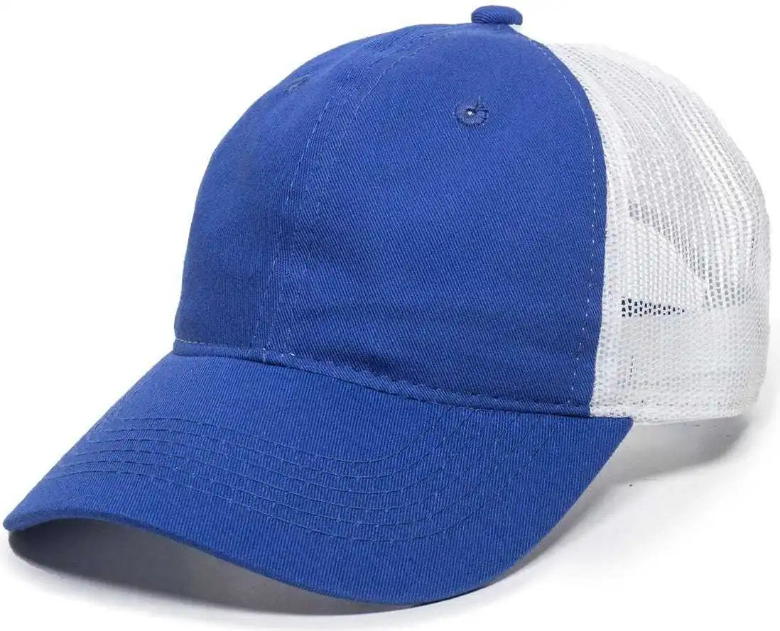 Oc Sports Fwt-130 Garment Wash Mesh Back Baseball Cap - Royal White - 6 7/8’’ - 7 1/2’’