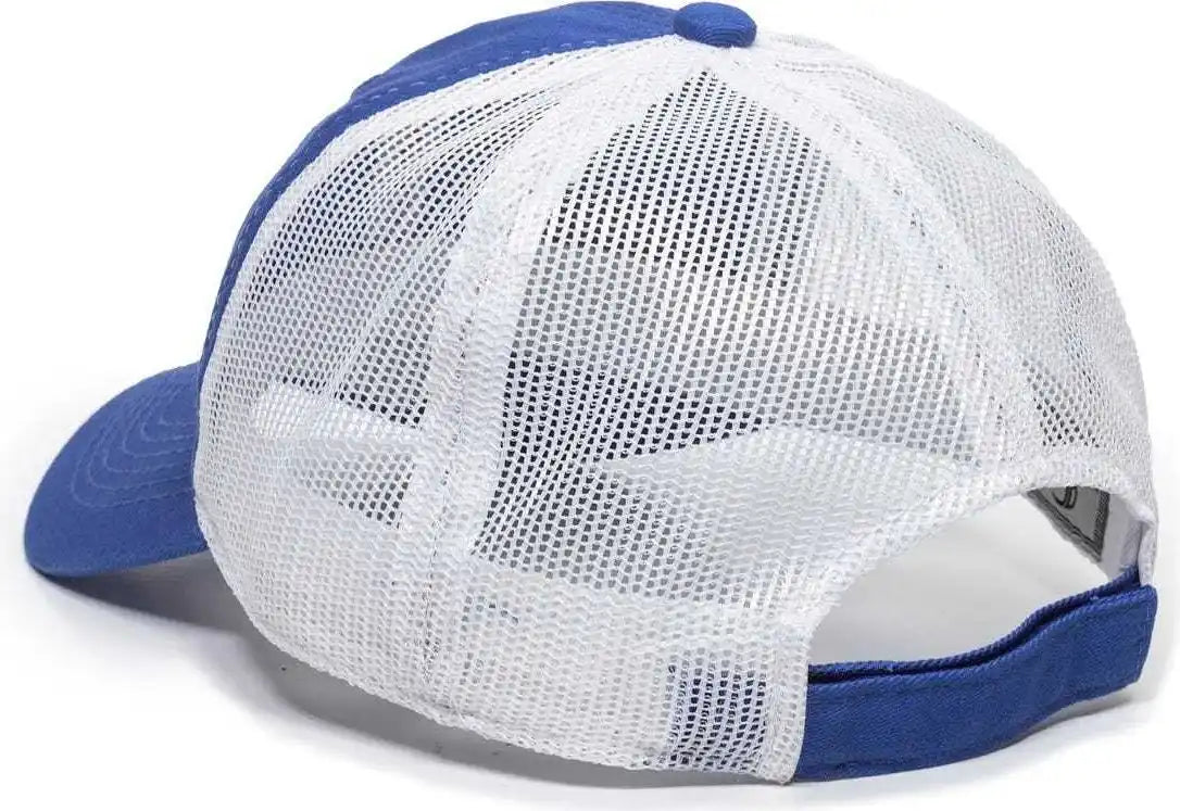 Oc Sports Fwt-130 Garment Wash Mesh Back Baseball Cap - Royal White - 6 7/8’’ - 7 1/2’’